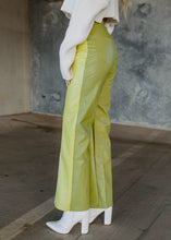 Load image into Gallery viewer, The Icon Colorblock Leather Pants - Green &amp; White
