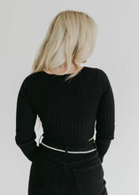 Load image into Gallery viewer, Berlin Ribbed &amp; Cropped Sweater - Black - vintageleopard
