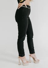 Load image into Gallery viewer, Flashy Rhinestone Black Denim Skinny Jeans
