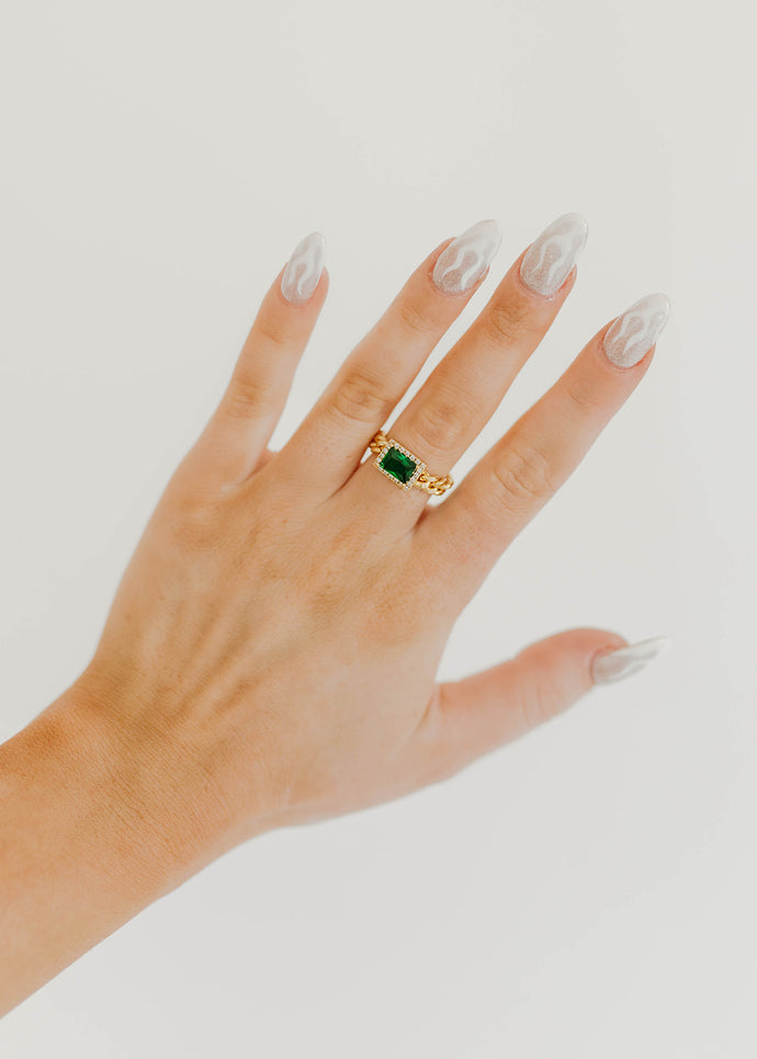 Esmeralda Emerald Chain Gold Ring