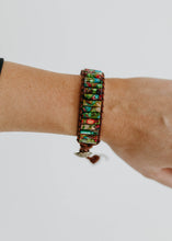 Load image into Gallery viewer, Woven Regalite Stacked Stone Leather Bracelet Leather Cuff
