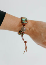 Load image into Gallery viewer, Woven Regalite Stacked Stone Leather Bracelet Leather Cuff
