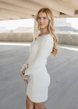 Load image into Gallery viewer, Cream Ribbed One Shoulder Sweater Dress
