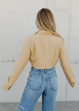 Load image into Gallery viewer, Edgy Chic Cropped Blazer Top - Tan

