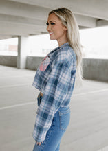 Load image into Gallery viewer, Pink &amp; Blue Plaid Cropped Flannel
