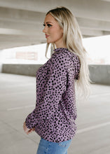Load image into Gallery viewer, Betty Polka Dot Purple Hooded Top - vintageleopard
