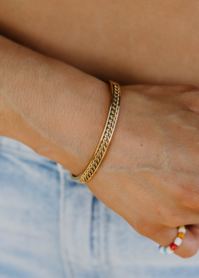 Gold Stackable Chain Bangle Bracelet