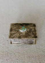Load image into Gallery viewer, Stamped Silver &amp; Turquoise Trinket Box - Floral
