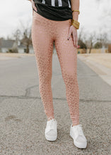 Load image into Gallery viewer, Mono B Leopard Shimmer Rose Gold Leggings
