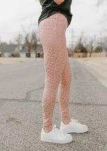 Load image into Gallery viewer, Mono B Leopard Shimmer Rose Gold Leggings

