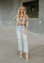 Load image into Gallery viewer, Colorful Crochet Sweater Top - Beige
