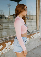 Load image into Gallery viewer, Hard Rock Rose Lace Up Pink Cropped Top
