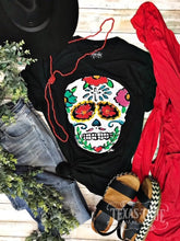 Load image into Gallery viewer, Callie&#39;s Colorful Skull Vintage Black Tee
