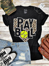Load image into Gallery viewer, Leopard Home Plate SOFTBALL Vintage Black Tee
