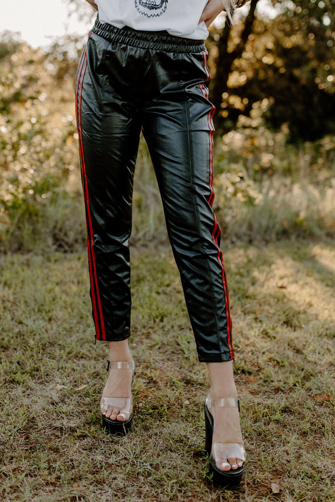 Licensed To Chill Faux Leather Black Pants
