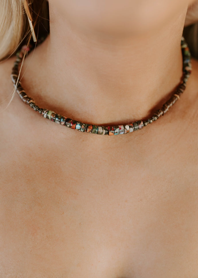 Regalite Gemstone Beaded Collar Necklace