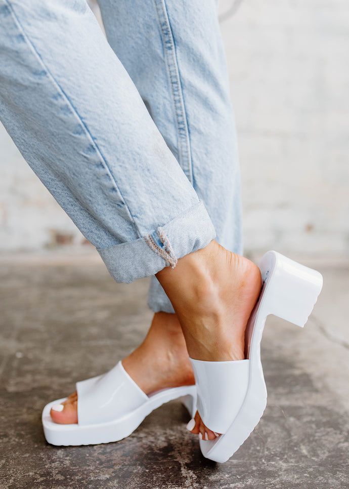 Gelsie Rubber Heel Slides - White