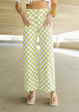 Load image into Gallery viewer, Demi Lime &amp; White Checkered Print Pants
