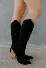 Load image into Gallery viewer, Bohemian Knee High Boot - Black Suede - vintageleopard
