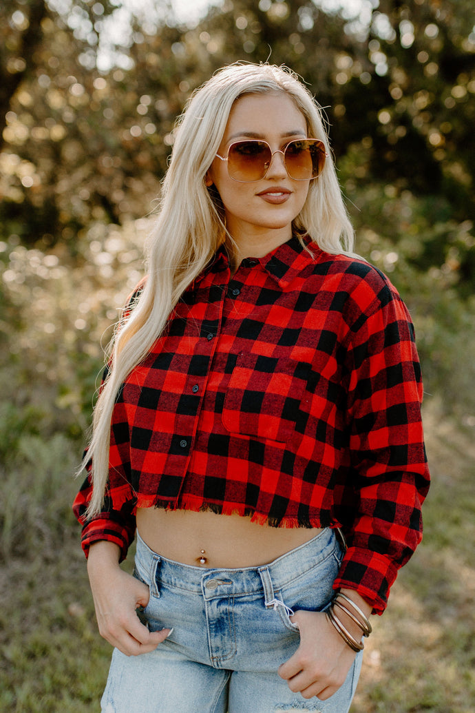 Bonfire Babe Flannel Top - Red
