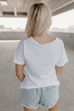 Load image into Gallery viewer, White V Neck Athleisure Basic Tee
