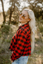 Load image into Gallery viewer, Bonfire Babe Flannel Top - Red
