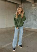Load image into Gallery viewer, Distressed Solid Knit Sweater - Olive

