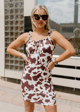 Load image into Gallery viewer, Whiskey Business Cow Print Mini Dress
