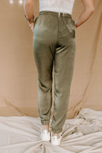Load image into Gallery viewer, Soft Gaze Olive Satin Joggers
