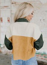Load image into Gallery viewer, Mustard &amp; Green Color Block Corded Jacket
