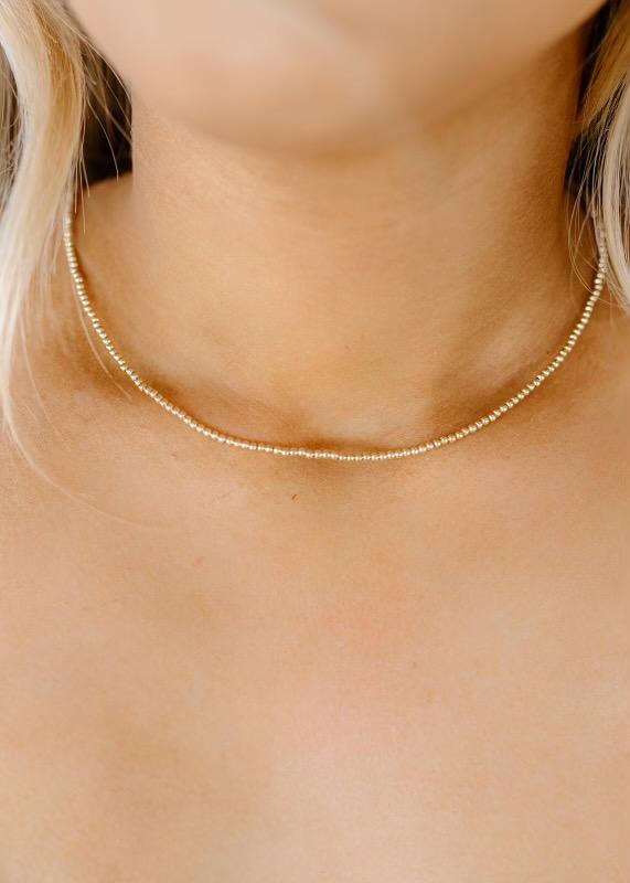 Classic 14kt Gold Beaded Signature Choker Necklace