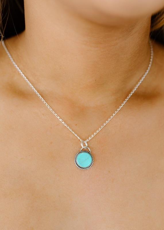 Infiniti Rope Circle Natural Turquoise & Sterling Silver Necklace