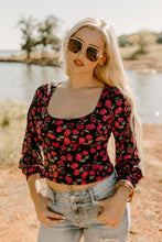 Load image into Gallery viewer, Fun In Floral Black &amp; Magenta Top
