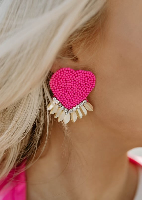 Camel Threads Pink Heart Spike Beaded Earrings