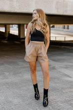 Load image into Gallery viewer, Nina Vegan Leather Shorts - Camel
