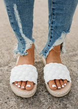 Load image into Gallery viewer, White Exam Basket Weave Sandal Slides
