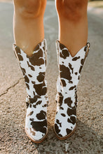 Load image into Gallery viewer, Evon Western Boots - Black &amp; White Cow Print
