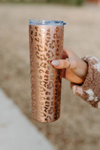 Load image into Gallery viewer, Rose Gold Leopard Stainless 20 Oz SKINNY Tumbler Cup
