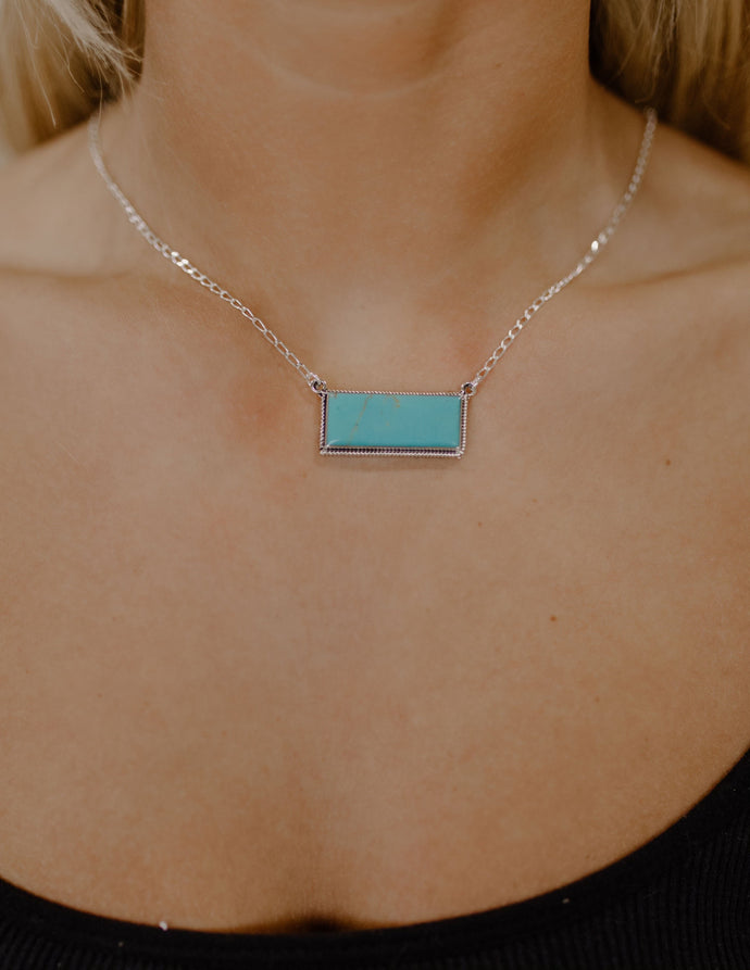 Dolly Natural Turquoise Bar & Sterling Silver Necklace