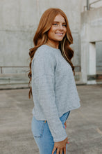 Load image into Gallery viewer, Grey Textured &amp; Button Back Sweater
