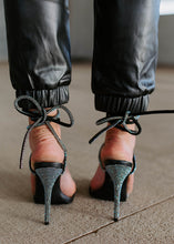 Load image into Gallery viewer, Odessa Rhinestone Tie Heels - Black
