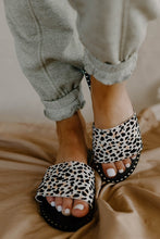 Load image into Gallery viewer, Kazen Stud Nude Leopard Slide Sandals

