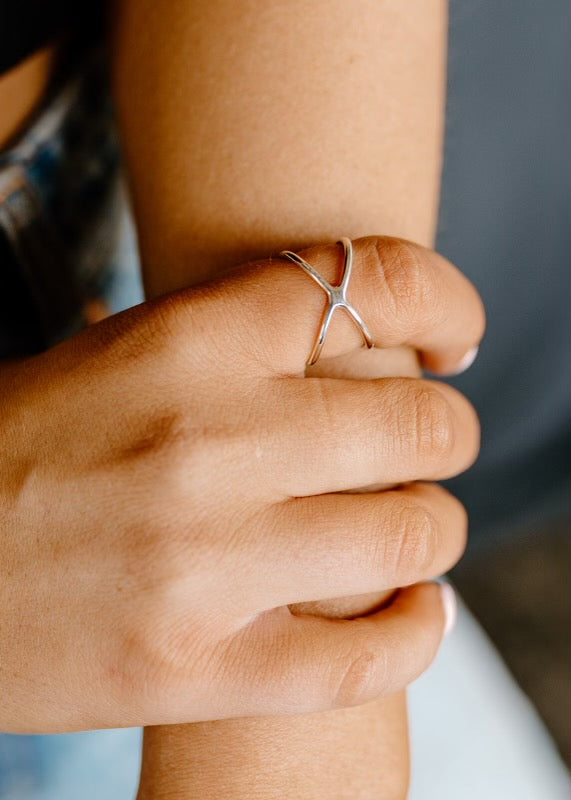 X Marks the Spot Sterling Silver Stacker Ring