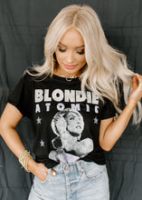 Load image into Gallery viewer, Blondie &quot;Atomic&quot; Graphic Black Tee - vintageleopard
