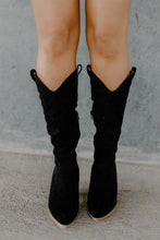 Load image into Gallery viewer, Bohemian Knee High Boot - Black Suede - vintageleopard
