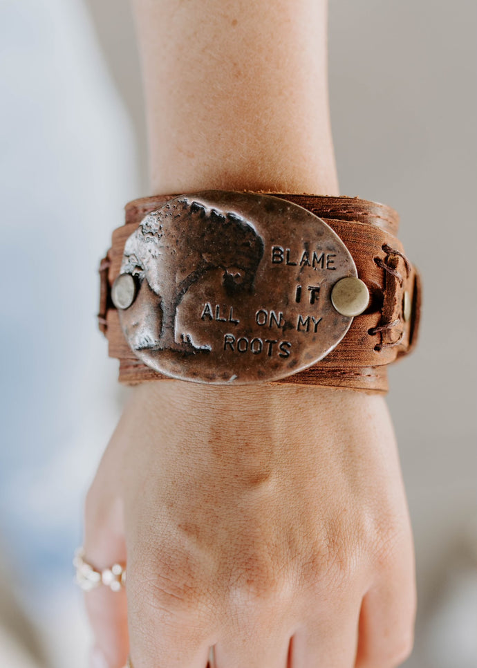 Copper Blame It All On My Roots Leather Cuff