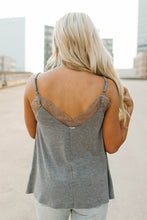 Load image into Gallery viewer, Charcoal Lace Jersey Knit Camisole
