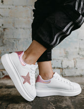 Load image into Gallery viewer, Pink Star Fran White Sneakers
