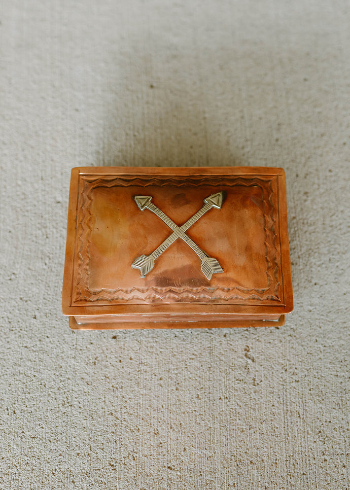 Stamped Copper & Crossing Arrows Trinket Box