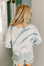 Load image into Gallery viewer, Pastel Blue Distressed Tie Dye Top
